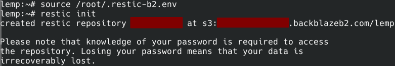 Secure Off-Site Backups: Restic init