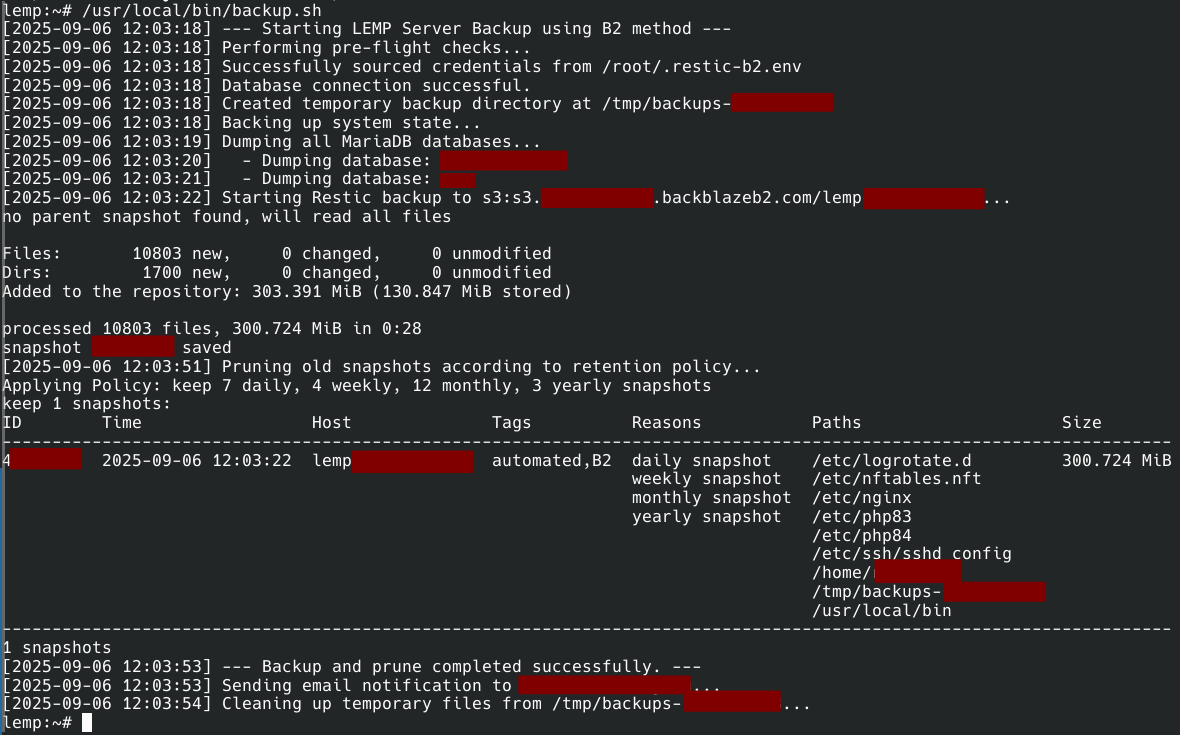 Secure Off-Site Backups: First backup!
