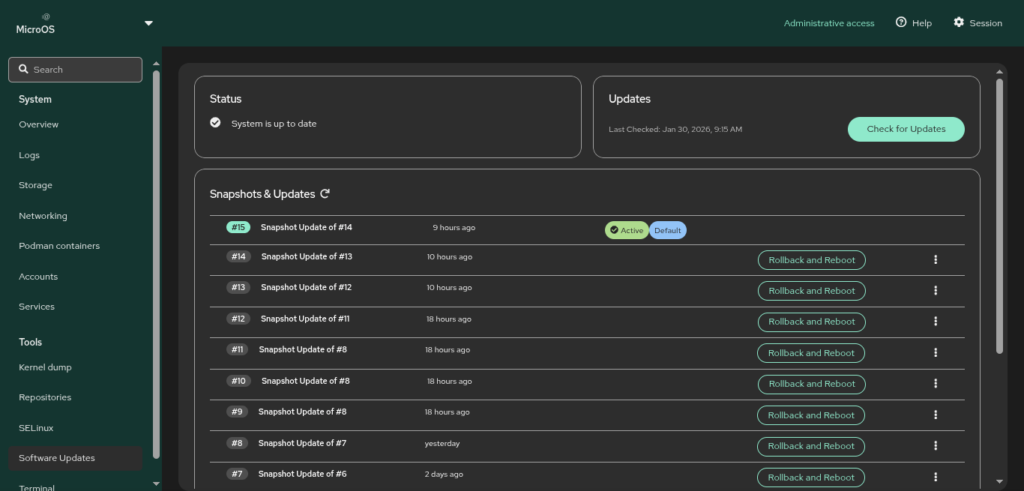 OpenSUSE MicroOS Cockpit setup