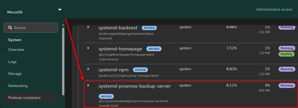 Proxmox Backup Server in a Container on OpenSUSE MicroOS